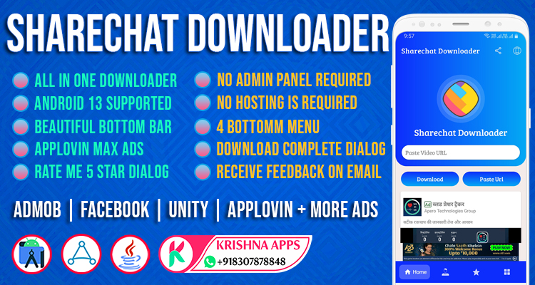 Krishna Sharechat Downloader Android Studio App Code V6 - krishna apps