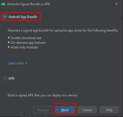 open build menu -> generate signed bundle / apk - android studio